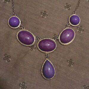 Vintage Purple and Silver Statement Necklace
